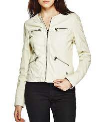 Point Zero White Zipper Faux Leather Jacket Leather Look Jackets Jackets Faux Leather Jackets