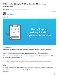 Standard operating procedure definition, a set of fixed instructions or steps for carrying out usually routine operations.abbreviation: 16 Essential Steps To Writing Standard Operating Procedures By Liz Angelene M Verano Issuu