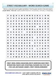 Get hints, track time, print, access previous puzzles and much more. Street Vocabulary Word Search Puzzle In English