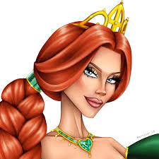 Princess Fiona 👑 💚 ft. that bird . You would expect that after all those  years locked in that tower, Fiona could grew enough hair to give Rapunzel a  run for