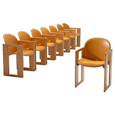 Afra And Tobia Scarpa Set Of Eight Dialogo Cognac Leather Dining Chairs Leather Dining Chairs Dining Chairs For Sale Dining Chairs
