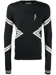 Black And White Lightning Bolt Sweater Lightning Embroidered Sweatshirt In Black Embroidered Sweatshirts Sweatshirts Long Sleeve Tshirt Men