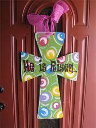 Items similar to easter cross door hanger on etsy. Creations By Carrie Christmas Easter Door Hangers Easter Door Hanger Easter Wreaths Easter Cross
