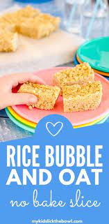 No Bake Rice Bubble Oat Slice Low Sugar Rice Krispie Treat Recipe In 2021 Rice Bubbles Healthy Rice Krispie Treats Rice Krispies