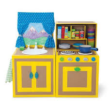 Original watercolor and canvas artwork by christierenfroart. Play Kitchens For Kids Made Out Of Cardboard Boxes