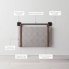 Vintage brown queen wall mount faux leather upholstered headboard adjusta. Nathan James Harlow Twin Wall Mount Headboard Light Gray Fabric Upholstered Headboard Adjustable Height Vintage Brown Pu Leather Straps With Black Matte Metal Rail Gray Brown Nathan James