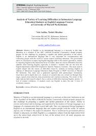 Doni pun meminta pssi, pp perbasi, dan ibl memastikan pemain yang akan mengikuti kompetisi tak memiliki riwayat penyakit. Pdf Analysis Of Variety Of Learning Difficulties In Indonesian Language Education Students On English Language Courses At University Of Ma Arif Nu Kebumen