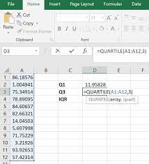 How To Calculate The Interquartile Range Iqr In Excel