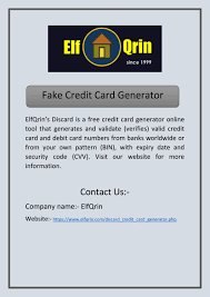 You can generate up to 999 of random credit card numbers all complete with name, address, expiration date, and 3 digit cvv or security code. Fake Credit Card Generator By Elfqrin Issuu
