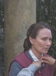 Anna Madeley getting ready to give us another outstanding scene as  remarkable Mrs Hall. This picture was taken by me in Grassington.