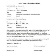 Surat permohonan form isian pas photo 3 x 4 berwarna 1 lembar materai terbaru 6 000 1 lembar materai akan ditempel di surat keterangan mohon untuk tidak di tandatangani. Contoh Surat Kuasa Pengambilan Ijazah Ugm