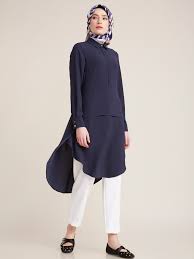 Bahari Karsilamaya Haziriz Kayra Tunik Pantolon Esarp Marine Hijab Hijabstyle Gaya Model Pakaian Pakaian Wanita Model Pakaian