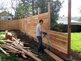 The one with horizontal design becomes so popular recently which is commonly made of wood. Outside Chezerbey Backyard Fences Backyard Easy Diy Fence
