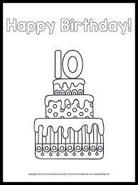We have all kinds of cards, invitations, birthday cakes, parties, printables for mom, dad, grandma and grandpa. Cute Printable Happy 10th Birthday Cake Coloring Page The Art Kit