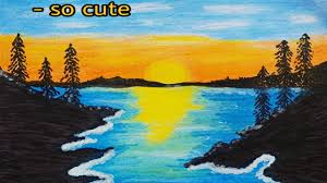 تعليم الرسم طريقة رسم منظر طبيعي لغروب الشمس إليكم خطة التلوين كالم painting art