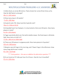 You can create printable tests and worksheets from these grade 5 multiplication questions! 4th Grade Worksheets Multiplication Division Word Problems Page 2 Line 17qq Com