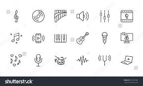Set Of Music Related Vector Line Icons Contains Such Icons As Pan Flute Piano Guitar Treble Clef In Ear And More Editable Pan Flute Treble Clef Line Icon