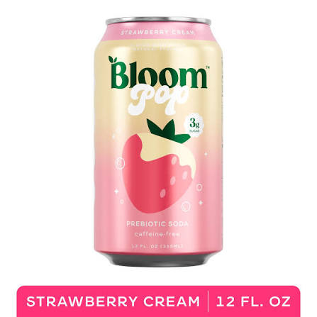 Bloom Strawberry Cream Pop Prebiotic Soda, 12 fl oz