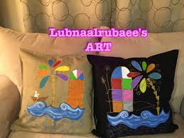 كوشات رسم على القماش Iraqi Artist Lubnaalrubaee Sart Pillow Handcraft Ramadan Decorations Hobbies And Crafts