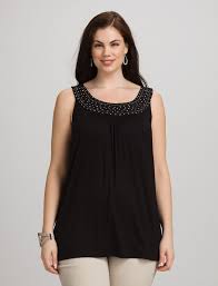 Black Tank From Dress Barn Plain Or Necklace Front Also Available I Like The Braided The Best Tank Top Fashion Plus Size Tops Tops