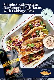 Sprinkle fish with 1/4 teaspoon salt and pepper. Simple Southwestern Barramundi Fish Tacos Australis Barramundi Recipe In 2020 Fish Tacos With Cabbage Recipes Seafood Recipes