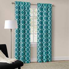 Mainstays Calix Fashion Rod Pocket Window Curtain Panel Set Of 2 Teal 56 X 63 Walmart Com Geometric Curtains Curtains Living Room Teal Curtains