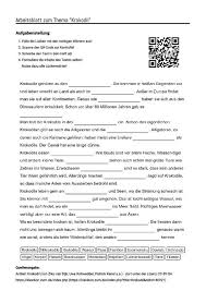 Arbeitsblatt Mit Luckentext Zum Thema Krokodil Arbeitsblatter Aufgabenstellung Arbeit