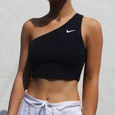 Black Nike One Shoulder Top Reworked From A Mens Depop Moda Retro Roupas Diy Looks