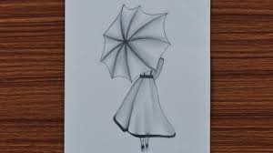 The shape is usually a hexagonal prism but some pencils are square or cylinder. Easy Pencil Drawing For Beginners A Girl With Umbrella Step By Step Youtube