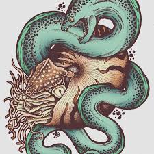 Nautilus And A Moray Eel Illustration Drawing Penandpaper Pendrawing Dotwork Stippling In 2020 Fish Artwork Art Drawings