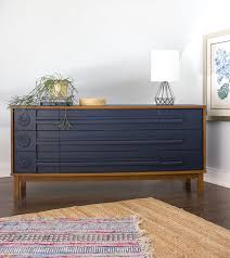 Solid pine navy blue refurbished sideboard / dresser unit. Using Fusion Paint To Refresh A 60 S Dresser