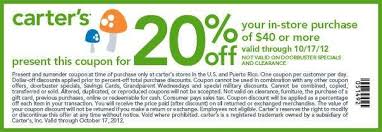 20 Off 40 Or More Use Carters Coupon Code Carpraba3 Exp 12 31 In Store Printable Carters Coupon Exp 10 17