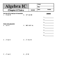 Holt Algebra Chapter 8 Factoring Polynomials Test C Doc Pdf