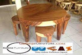 Pesanan papan kayu jati belanda bulat / round table. Jual Meja Bulat Kayu Trembesi Murah Desain Minimalis