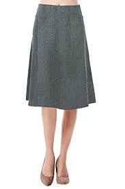 Moddeals Womens High Waist A Line Below The Knee Flared Midi Skirt Stretch Woven And Suede