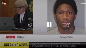 MARQUES WALKER: TEENAGE KILLER OF JERMAINE COOLS, 14, IN CROYDON JAILED FOR  LIFE AT LANDMARK TV HEARING, Shocking CCTV released of the machete attack  by drill rapper Marques Walker, 17, as he is ...