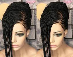 Pontytail Braided Wig With Side Part Base Made Full Lace Wig Etsy African Braids Hairstyles African Hair Braiding Styles Braids Wig