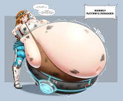1girls belly belly expansion belly inflation big belly big  breasts breasts cleavage dialogue expansion female huge breasts inflation  massive belly mechanic molotco oil stain text 