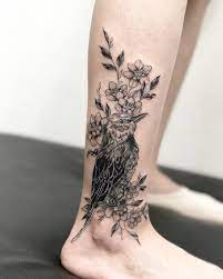 Feminine Bird And Flowers Tattoo On Leg Flower Tattoos Bird And Flower Tattoo Leg Tattoos