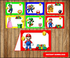 Mario Bros Food Labels Printable Mario Bros Food Tent Cards Super Mario Bros Super Mario Bros Birthday Party Super Mario Birthday Party Super Mario Birthday