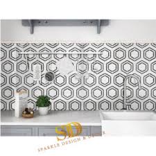 Black florentine tile peel and stick wallpaper comes on one roll that measures 20.5 inches wide by 18 feet long. China Modern Style Hexagon Shape White And Black Color Waterjet Marble Mosaic Tile For Backsplash In Kitchen China Marble Mosaic Backsplash Waterjet Mosaic Tile