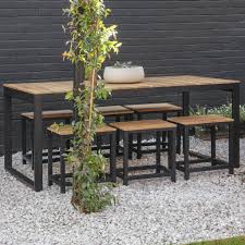 Welcome to country casual teak, the nation's leading specialist in. Black Steel And Teak Garden Table And Bench Set By The Forest Co Notonthehighstreet Com