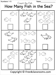 free kindergarten math worksheet how many fish number counting free4classrooms