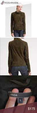 Vince Olive Green Suede Leather Jacket Green Suede Suede Leather Suede