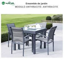 Ce mobilier d'extérieur est accessible et pensé pour les petits espaces comme les terrasses et balcons. Salon De Jardin Modulo 4 Places Gris