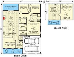 Custom house plans designs by brian k. Plan 20147ga Craftsman House Plan With Detached Guest Nest Guest House Plans Multigenerational House Plans House Floor Plans