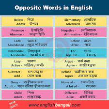 Most Common Opposite Words With Bengali Meaning Opposite Words English Opposite Words English Vocabulary Words