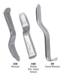 The minnesota retractor is used to hold mucoperiosteal flaps, cheeks, lips, and tongue away from the surgical area. G Hartzell Son Minnesota Cheek Retractors American Medicals