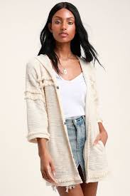 on the fringe ivory hooded fringe jacket