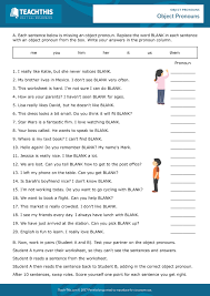 Subject And Object Pronouns Pronoun Worksheets Pronoun Activities Esl Reading Comprehension